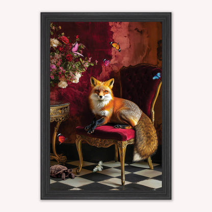 Luxury Velvet Art Print - Stately Home Curiosity Fox Framed Wall Art