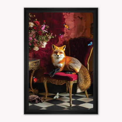 Luxury Velvet Art Print - Stately Home Curiosity Fox Framed Wall Art