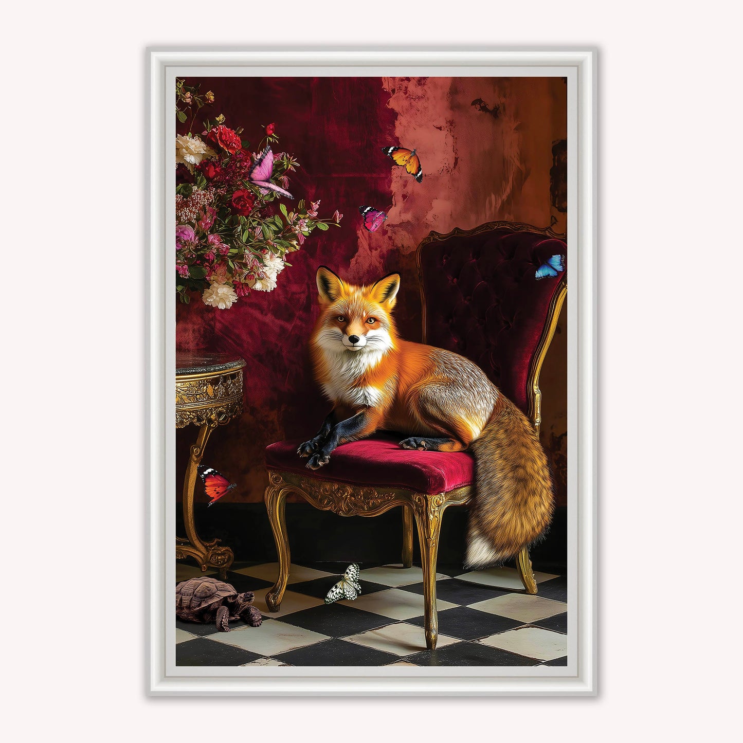 Luxury Velvet Art Print - Stately Home Curiosity Fox Framed Wall Art