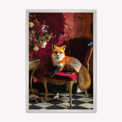 Luxury Velvet Art Print - Stately Home Curiosity Fox Framed Wall Art