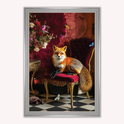 Luxury Velvet Art Print - Stately Home Curiosity Fox Framed Wall Art
