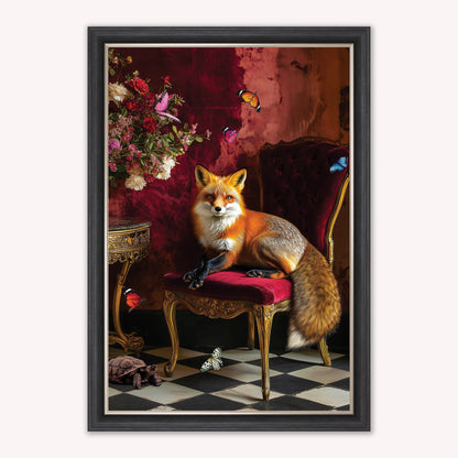 Luxury Velvet Art Print - Stately Home Curiosity Fox Framed Wall Art
