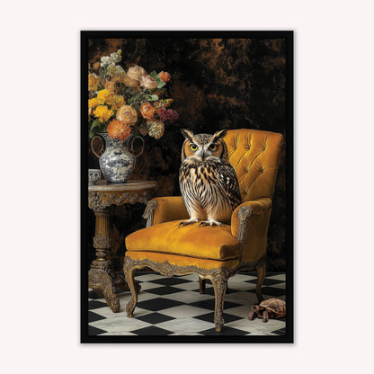Luxury Velvet Art Print - Stately Home Curiosity Owl Framed Wall Art
