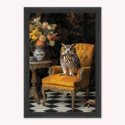 Luxury Velvet Art Print - Stately Home Curiosity Owl Framed Wall Art