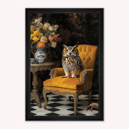 Luxury Velvet Art Print - Stately Home Curiosity Owl Framed Wall Art