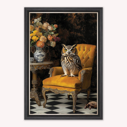 Luxury Velvet Art Print - Stately Home Curiosity Owl Framed Wall Art