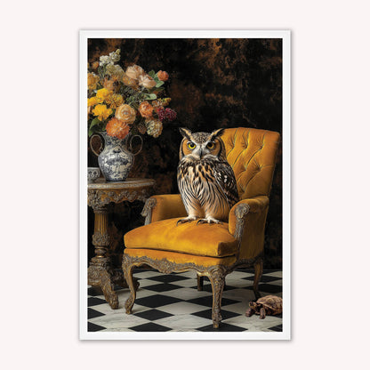 Luxury Velvet Art Print - Stately Home Curiosity Owl Framed Wall Art