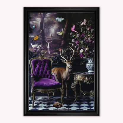 Luxury Velvet Art Print - Stately Home Curiosity Stag Framed Wall Art