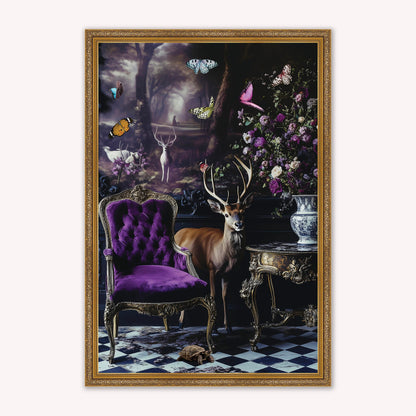 Luxury Velvet Art Print - Stately Home Curiosity Stag Framed Wall Art