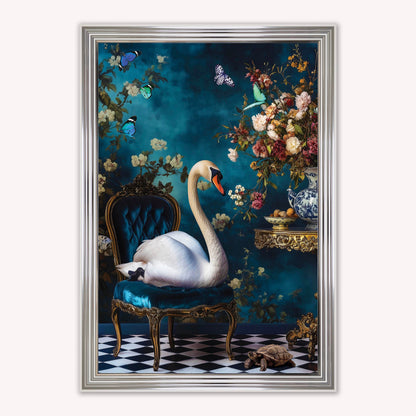 Luxury Velvet Art Print - Stately Home Curiosity Swan Framed Wall Art