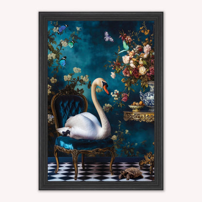 Luxury Velvet Art Print - Stately Home Curiosity Swan Framed Wall Art