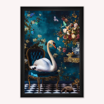 Luxury Velvet Art Print - Stately Home Curiosity Swan Framed Wall Art