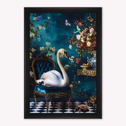 Luxury Velvet Art Print - Stately Home Curiosity Swan Framed Wall Art