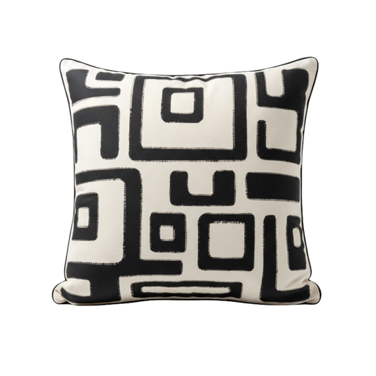 Abstract Neutral Rhythm Velvet Cushion - 60 x 60