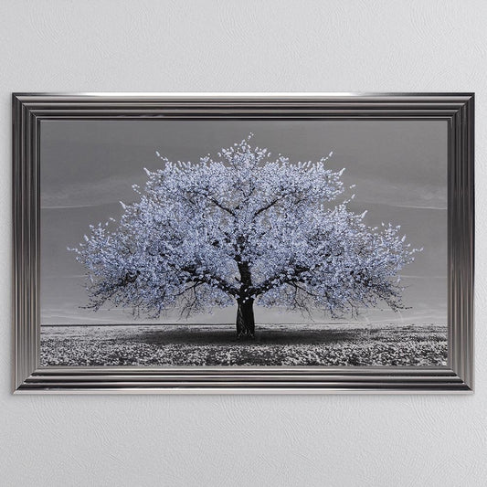 Light Blue Cherry Tree Framed Wall Art