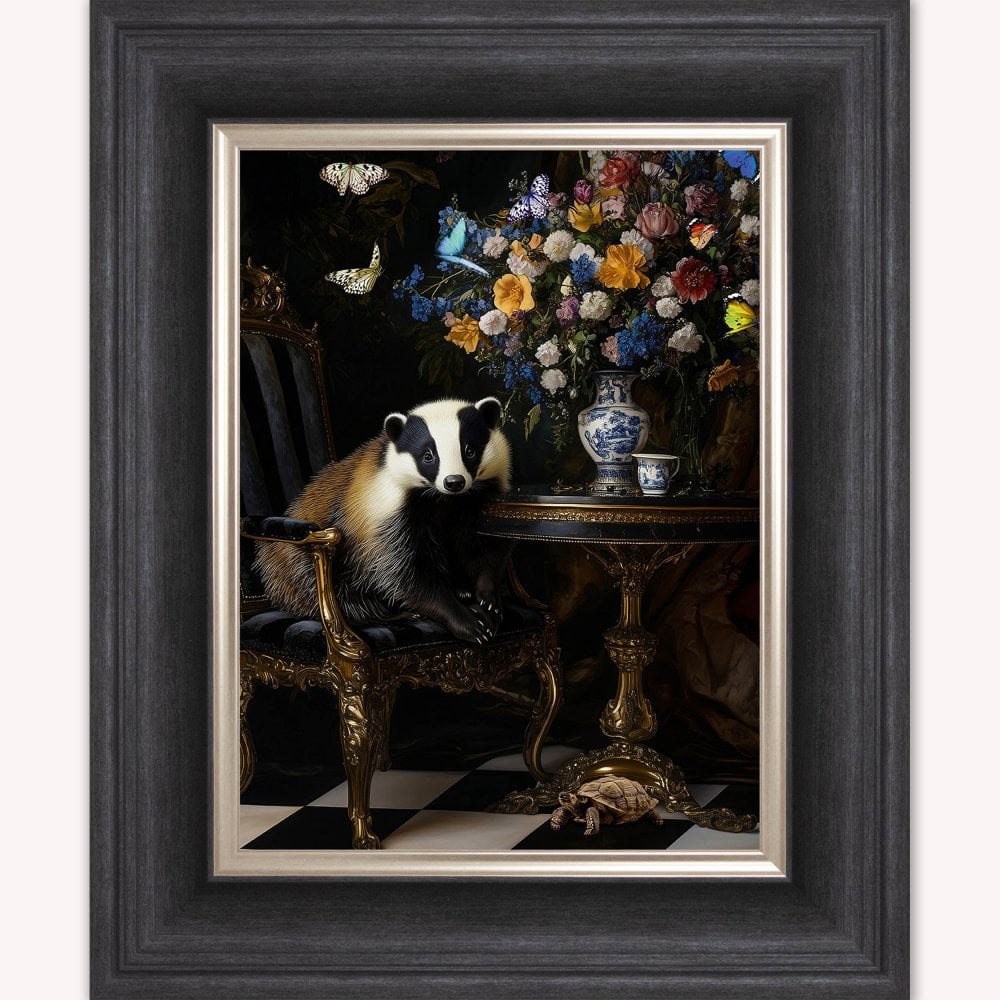 Curiosity Badger at the Stately Home Framed Wall Art
