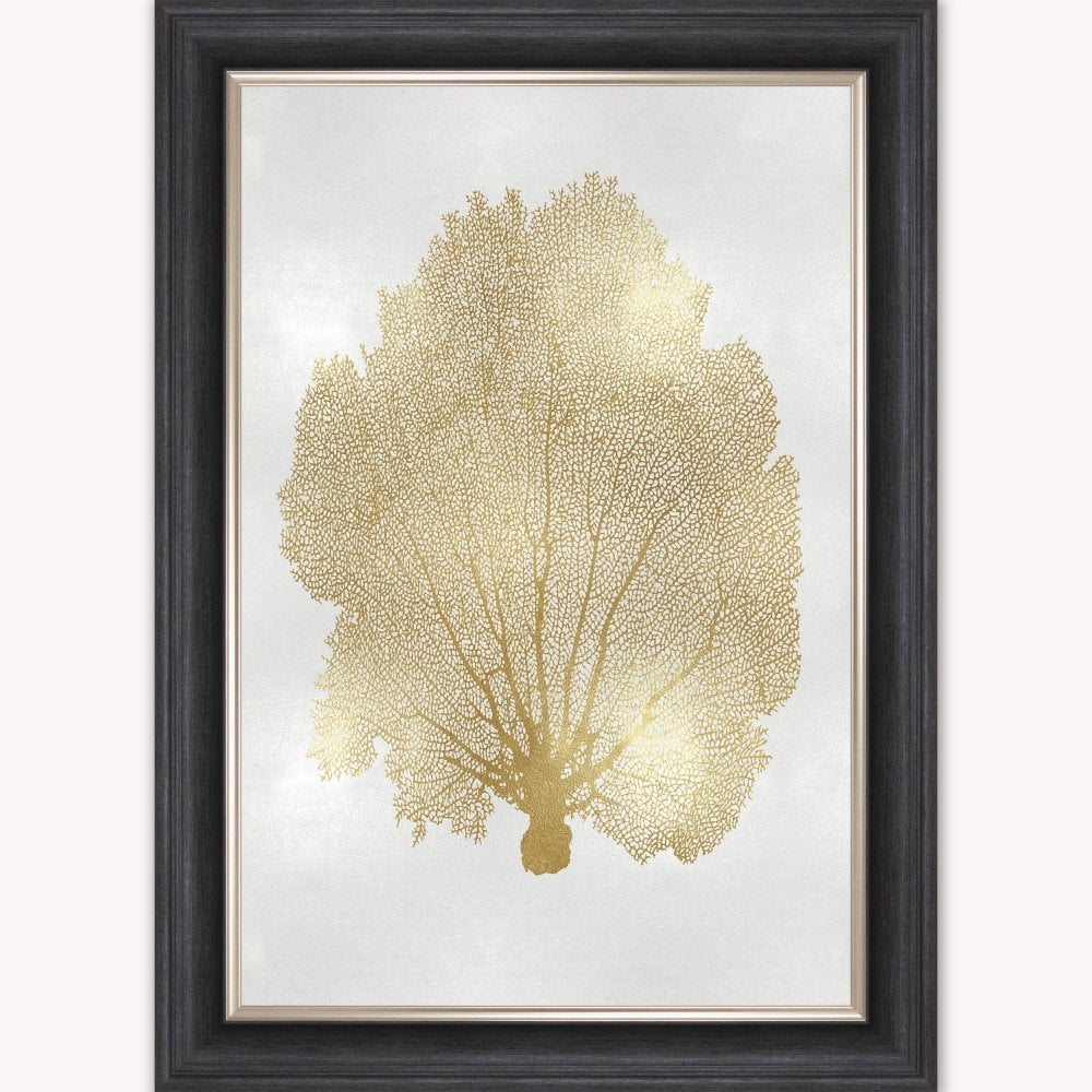 Luxury Velvet Art Print - Gold Leaf on Cream 1 Framed Wall Art