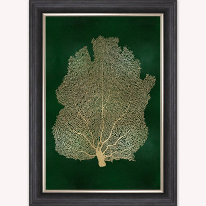 Luxury Velvet Art Print - Gold Leaf on Green 1 Framed Wall Art