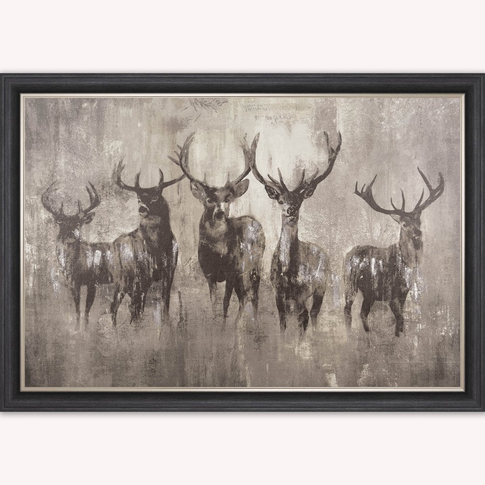 Luxury Velvet Art Print - Stags Night Framed Wall Art