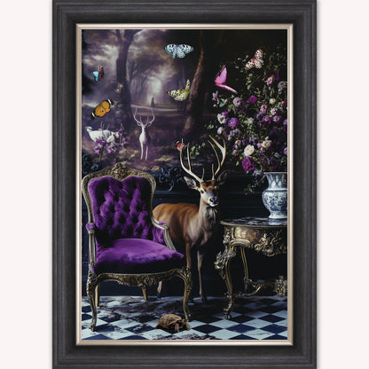 Luxury Velvet Art Print - Stately Home Curiosity Stag Framed Wall Art