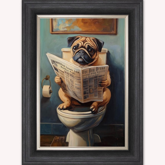 Dog on the Bog - Pug Framed Wall Art