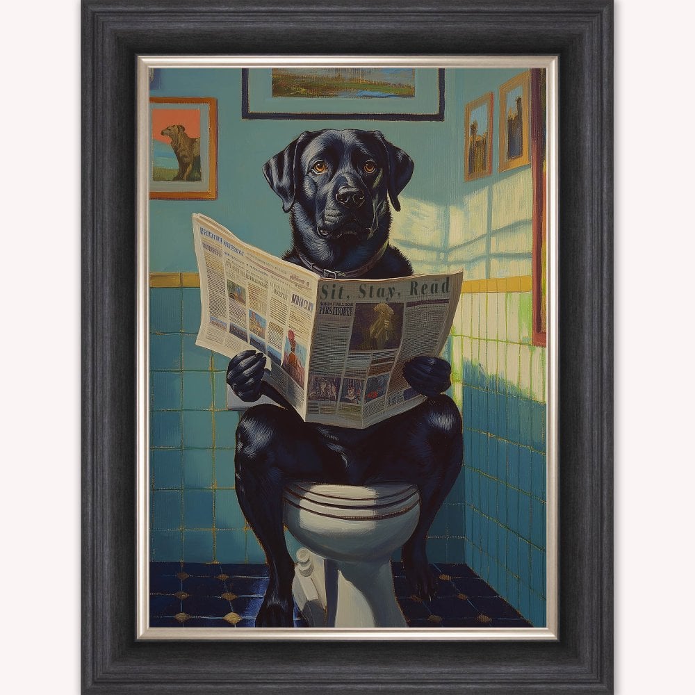 Dog on the Bog - Black Labrador Framed Wall Art