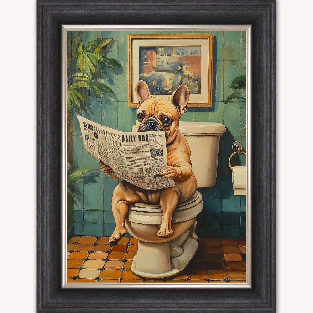 Dog on the Bog - Blonde Frenchie Bulldog Framed Wall Art