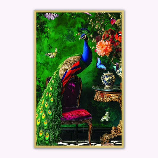 Stately Peacock Velvet Canvas