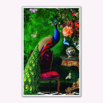 Stately Peacock Velvet Canvas