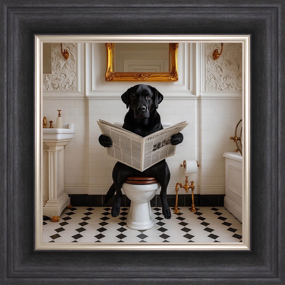 Dog on the Bog - Black Labrador Framed Wall Art