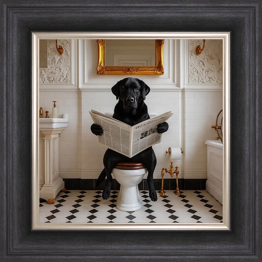 Dog on the Bog - Black Labrador Framed Wall Art