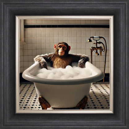 Monkey Bubble Bath Framed Wall Art
