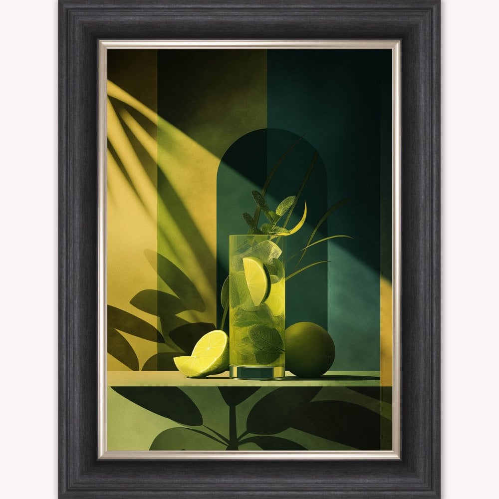 Moody Mojito Cocktail Framed Wall Art