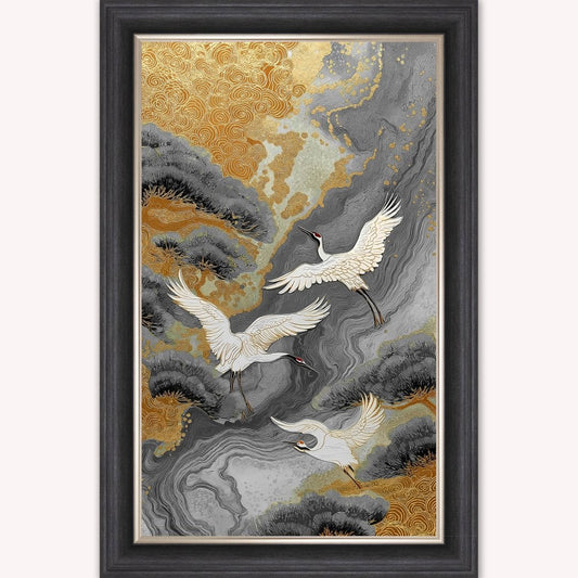 Neutral River Crane 1 Framed Wall Art