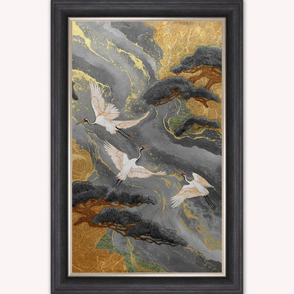 Neutral River Crane 2 Framed Wall Art