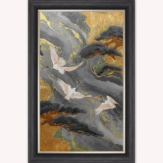 Neutral River Crane 2 Framed Wall Art