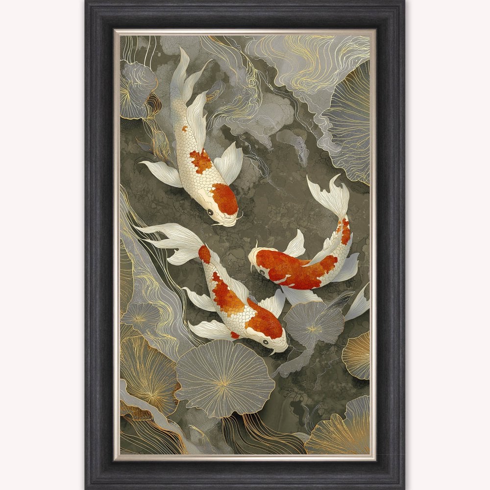 Neutral River Koi 1 Framed Wall Art