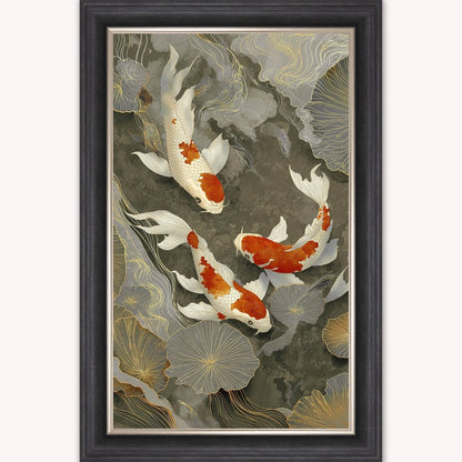 Neutral River Koi 1 Framed Wall Art