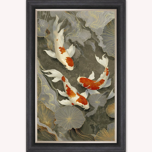 Neutral River Koi 1 Framed Wall Art
