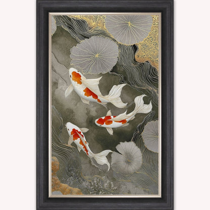 Neutral River Koi 2 Framed Wall Art