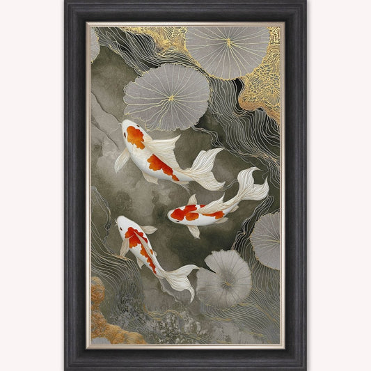 Neutral River Koi 2 Framed Wall Art