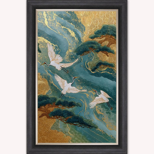 Teal River Crane 2 Framed Wall Art