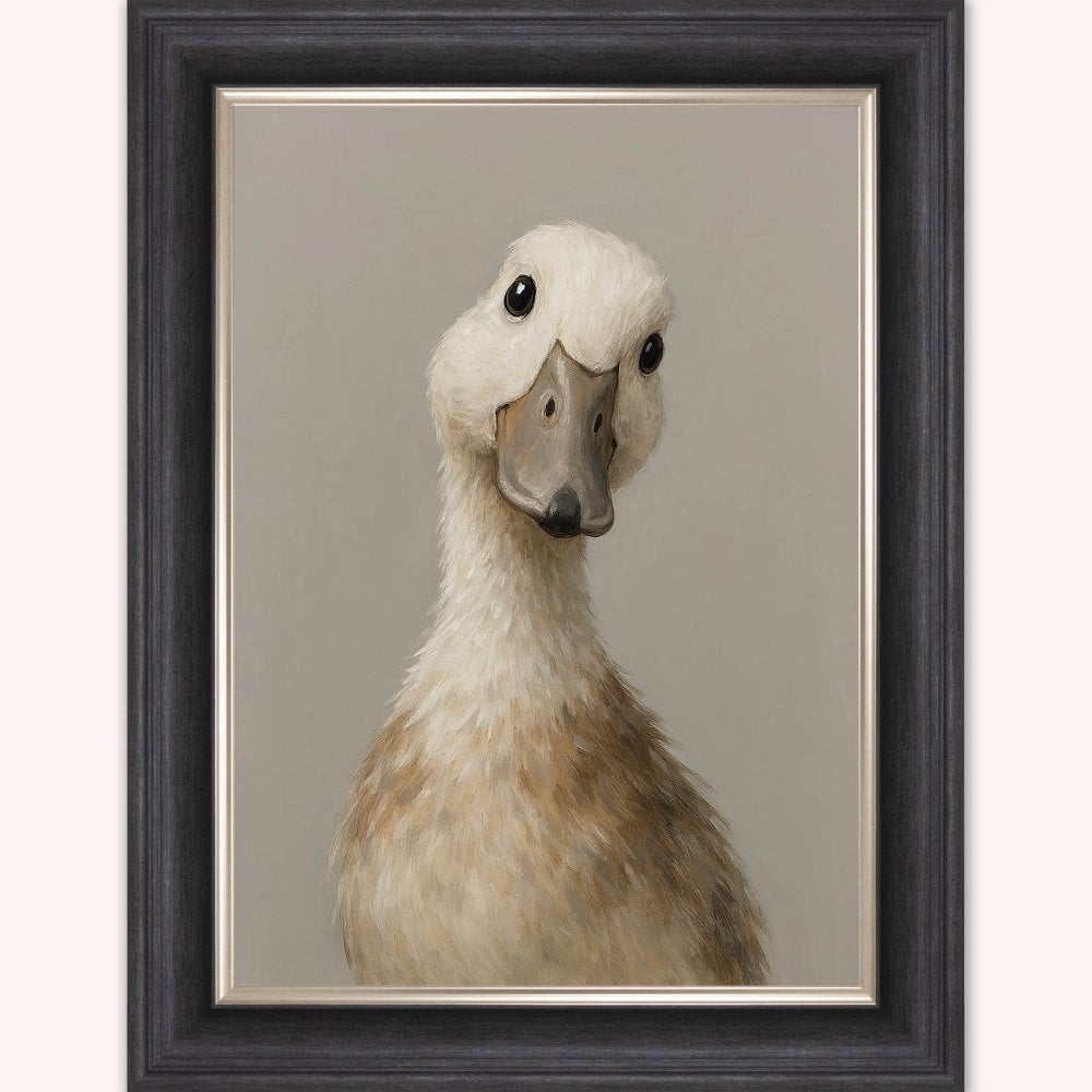 Curious Duck Grey Framed Wall Art