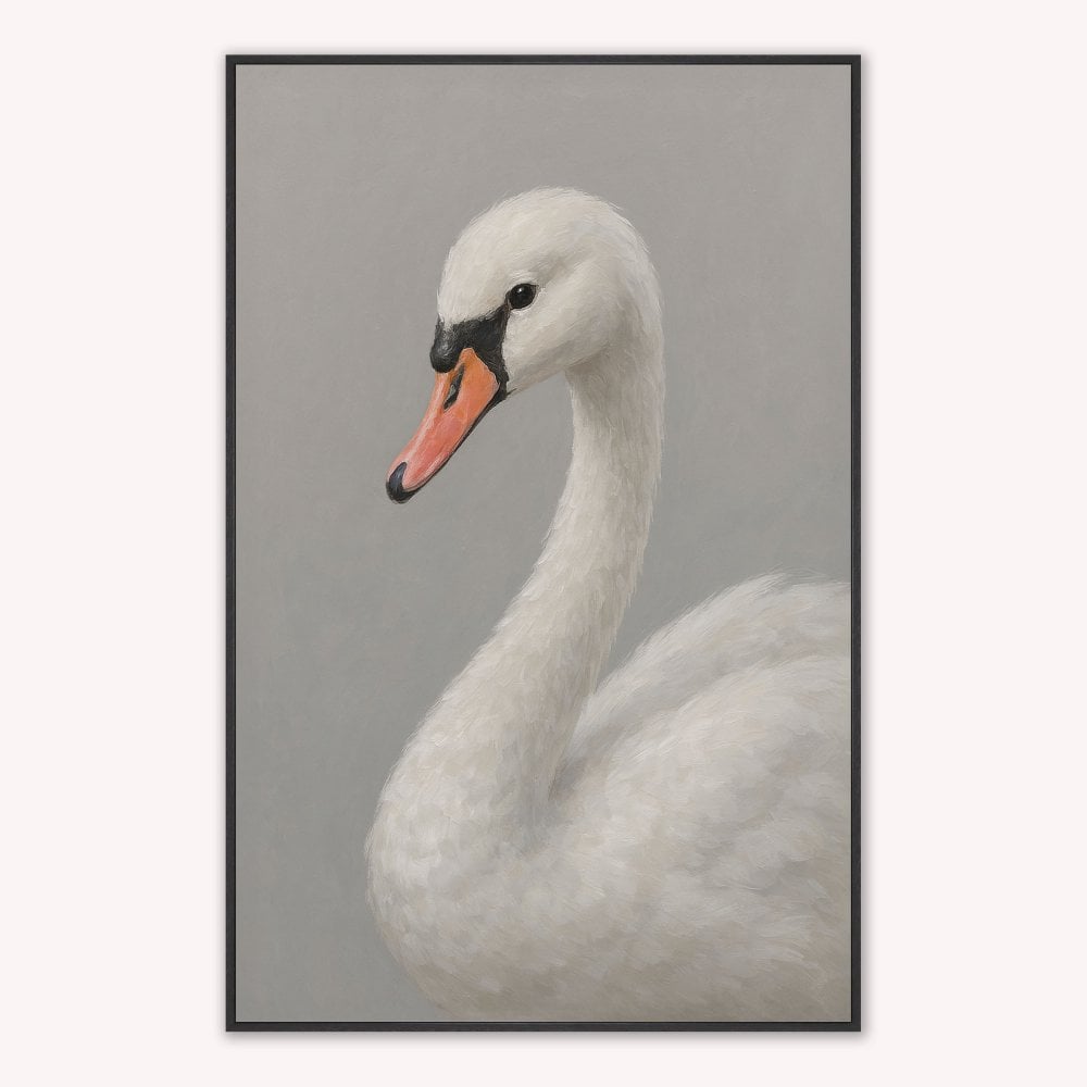 Curious White Swan Velvet Canvas Art