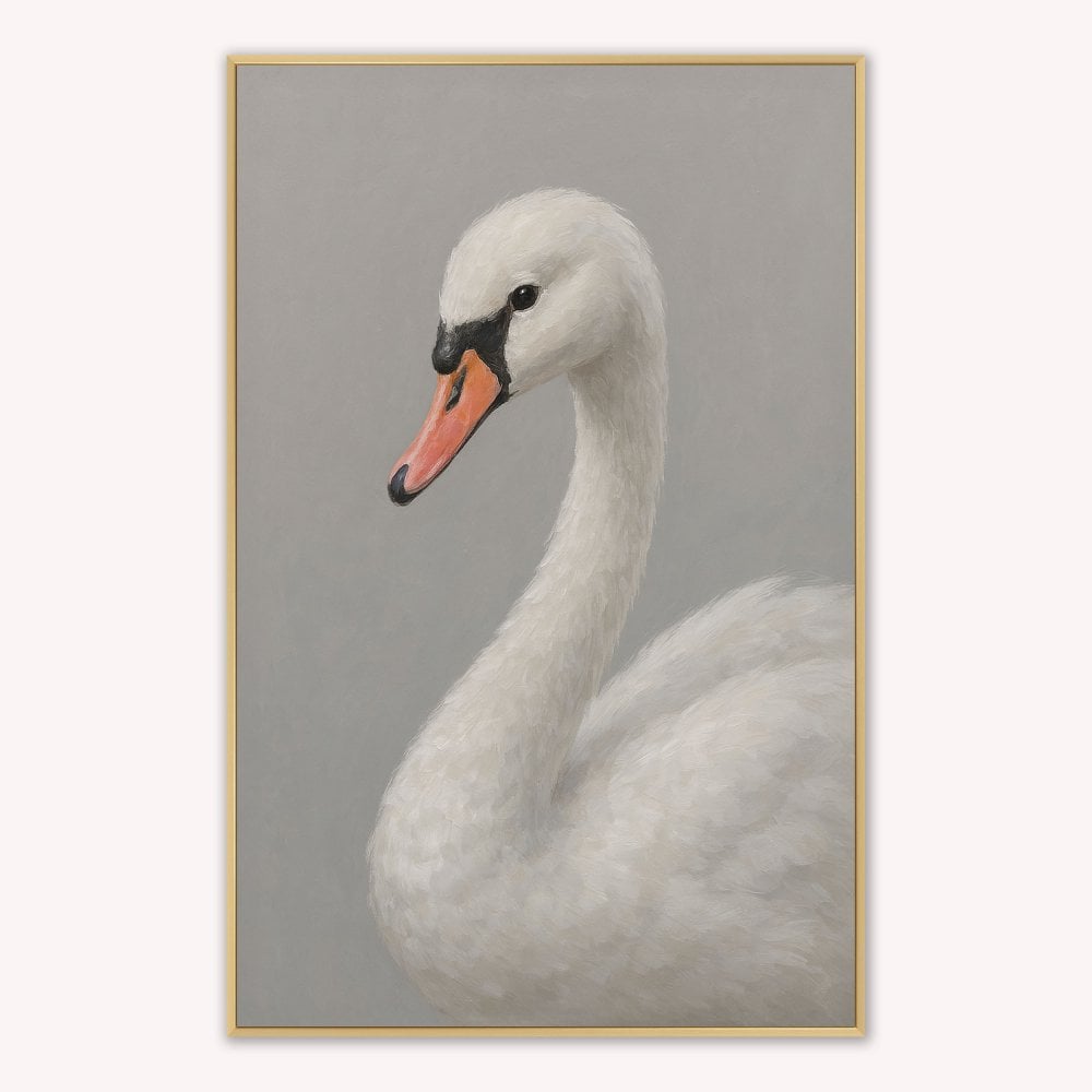 Curious White Swan Velvet Canvas Art