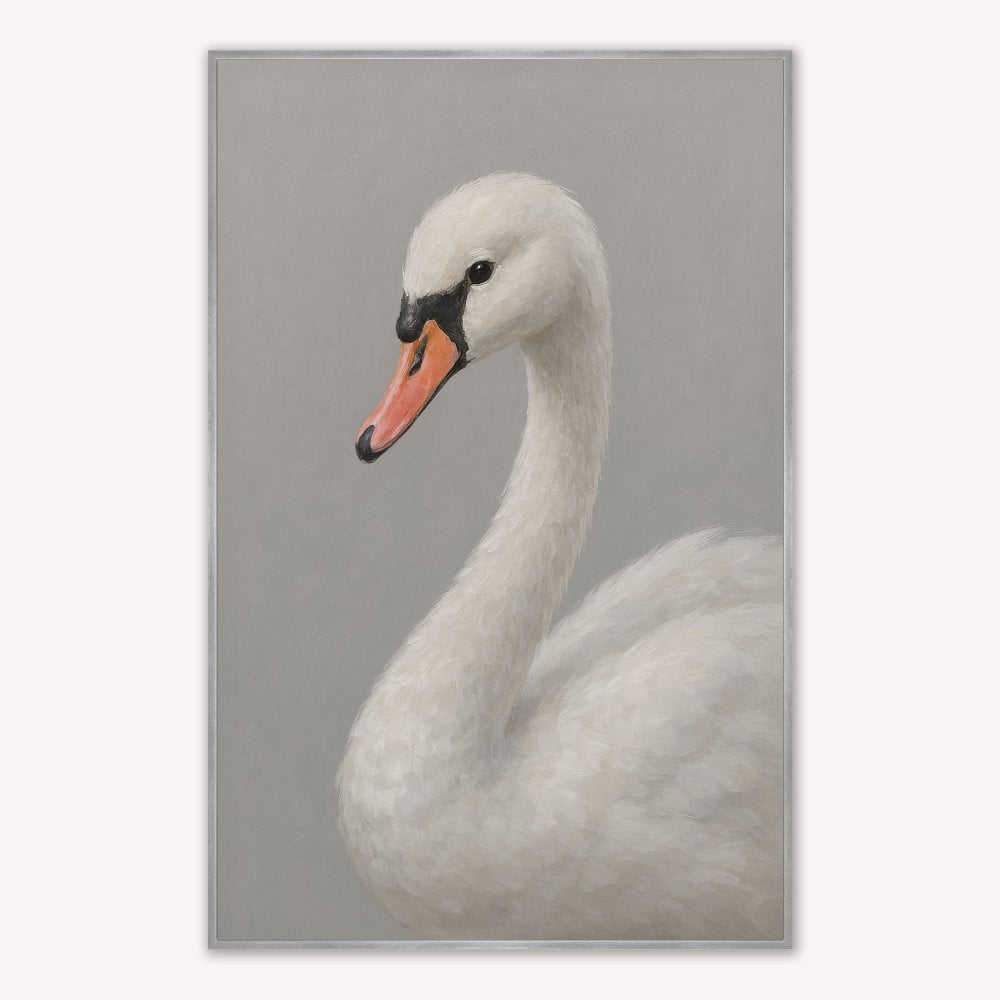Curious White Swan Velvet Canvas Art