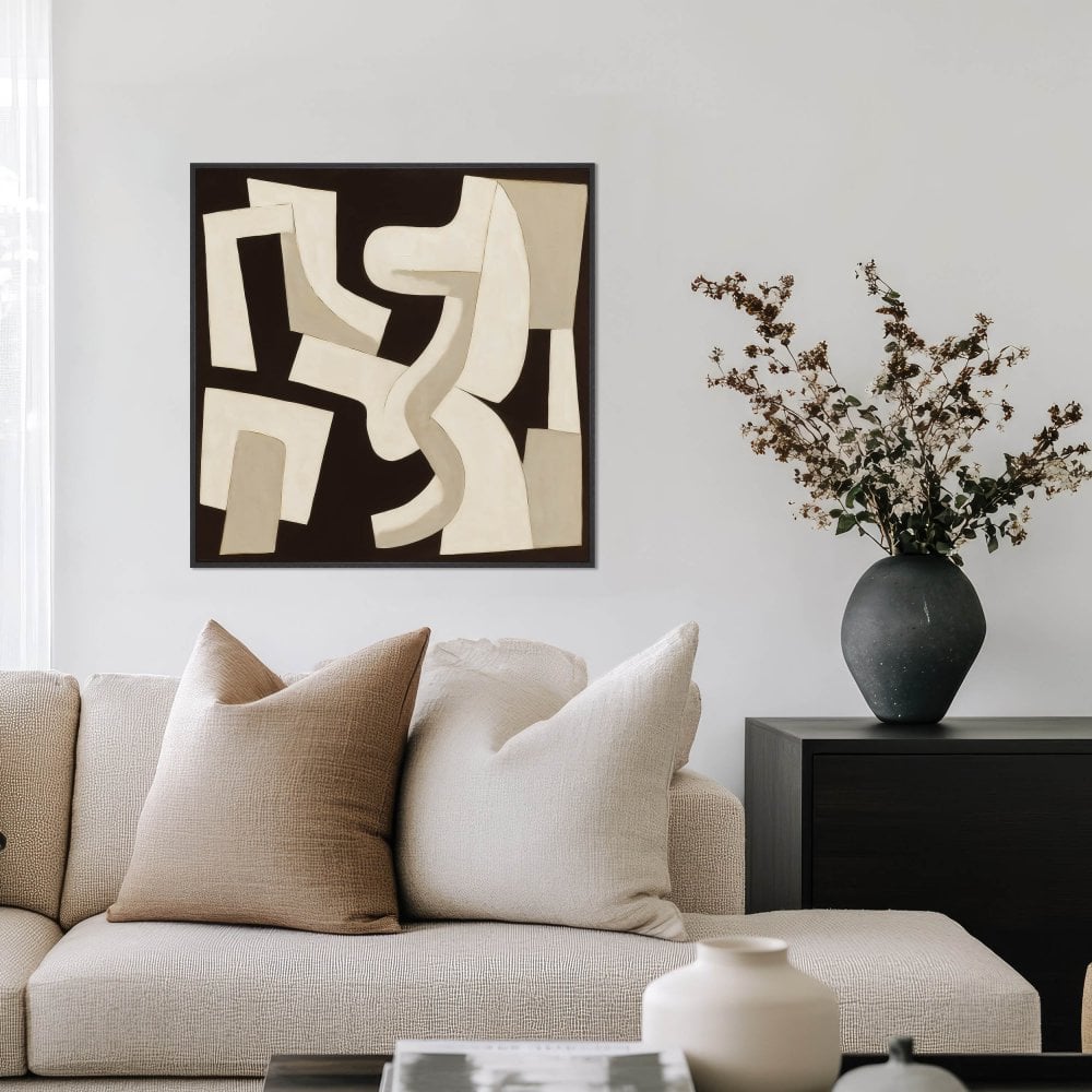 Latte And Linen Framed Canvas Art