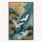 Teal River Crane 1 Velvet Canvas Art