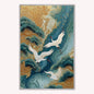 Teal River Crane 1 Velvet Canvas Art
