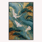 Teal River Crane 2 Velvet Canvas Art